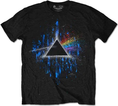 Image de Pink Floyd Dark Side of the Moon Blue Splatter Black XL T-shirt