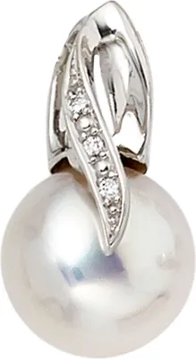 Produktbild von Anhänger mit Süßwasser Perle & 3 Diamanten Brillanten 585 Gold Weißgold