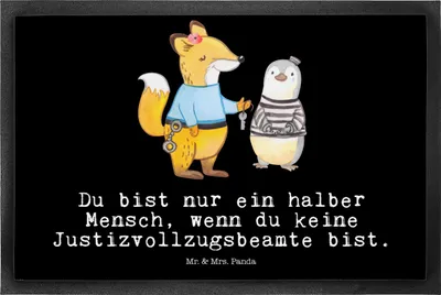 Produktbild von Mr. & Mrs. Panda Schmutzfangmatte Justizvollzugsbeamte Herz 50 x 75 cm - Schwarz - Geschenk, Fussmatte, Fußabtreter, Gefängnis, Schmutzmatte, Spruch, Türmatte, Lustig