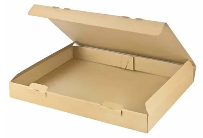 An empty, open cardboard box.