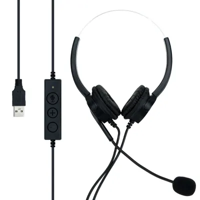 Obrázek produktu pro Cadorabo USB Headset v černé barvě Sluchátka pro přenosný počítač PC s mikrofonem s potlačením šumu
