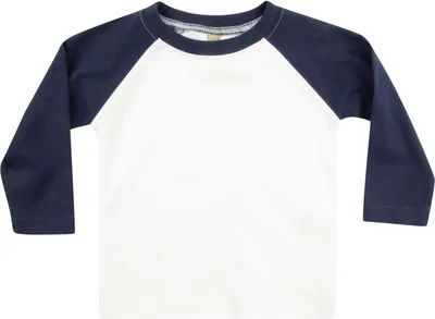 Produktbild von Larkwood Baby T-Shirt Baseball, langarm RW792 (0-6 Monate) (Weiß/Marineblau)