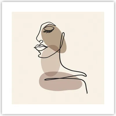 Produktbild von Poster - Poster ohne Rahmen - Zeichnung einzeilig Frau - 40x40 cm - Wand Bild - Wanddeko - Wandbilder - Kunstposter - Wandposter - Bilder - Kunstdruck - Wanddekoration - Wandbild - P2XAC40x40-4612