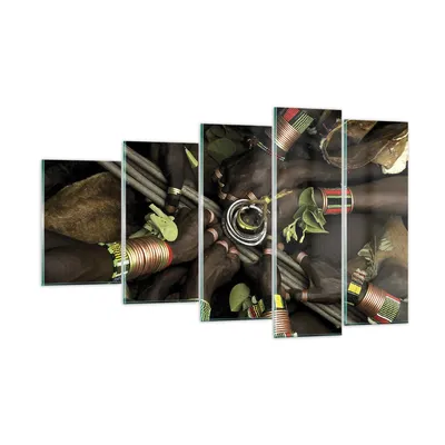 Produktbild von Bilder auf glas - 5 Teile - Äthiopien Ritual Stamm - 100x60cm - Glasbilder - Wandbilder - Bilder - zum Aufhängen bereit - Wanddekoration aus Glas - Glas Bilder - Wandbild auf Glas - GEG100x60-4146