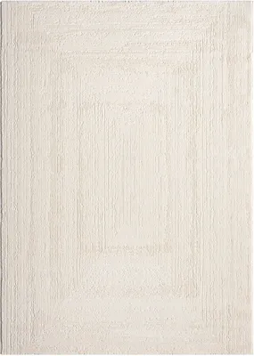 Produktbild von Teppich Wohnzimmer Schlafzimmer Modern Hoch&Tief Bordüre Qualitativ 3D effekt , Farbe:Creme, Maße:240x330 cm