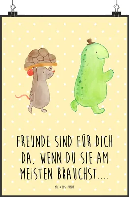 Produktbild von Mr. & Mrs. Panda Bild Schildkröte Maus DIN A1 - Gelb Pastell - Geschenk, Beste Freundinnen, Wandbild, drucke, Plakat, Hilfe, wanddeko, Kunstdruck