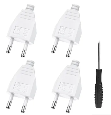 Productafbeelding van Eurostekker met schroefaansluiting, 250V, 2.5A, 4 stuks, wit