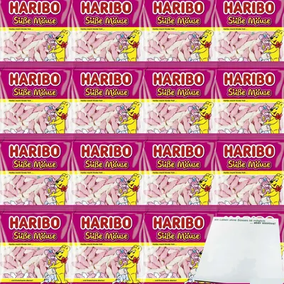 Produktbild von Haribo Süße Mäuse Schaumzucker 16er Pack (16x175g Packung) + usy Block