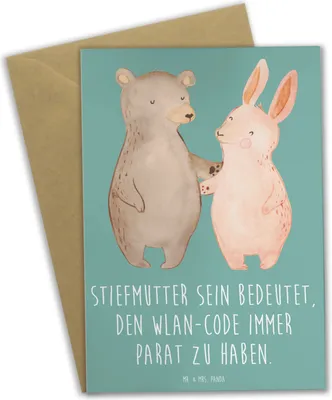 Produktbild von Mr. & Mrs. Panda babykarte Stiefmutter Heldin - Meeresbrise - Geschenk, osterkarten, Dankeschön, dankeskarten, einladungskarten, weihnachtskarten, Herz, einzigartig