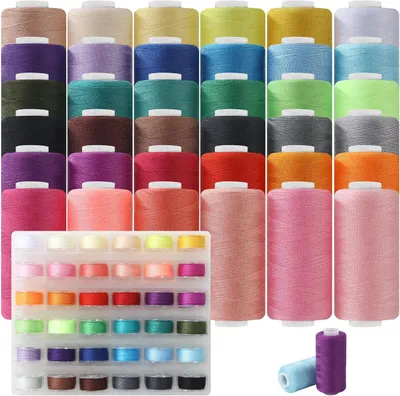 Imagen del producto de Hilo para máquinas de coser, 400 metros, 36 colores, con 36 carretes. Hilo de poliéster de alta calidad, adecuado para todas las máquinas de coser