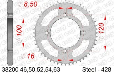 Produktbild von AFAM Kettenrad 38200-63 Hinten für BETA MOTORCYCLES RR Stahl