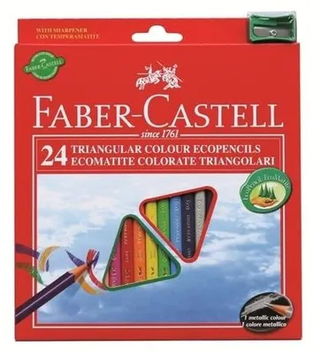 Produktbild von Faber-Castell Dreikant Buntstifte Set 24 Stifte + Anspitzer für Kinder &