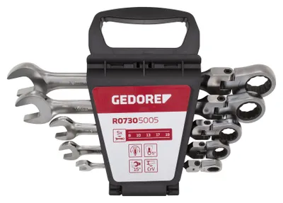 Produktbild von GEDORE red R07305005 Gelenk-Ringratschenmaulschlüssel-Satz SW8-19 mm, 3300890