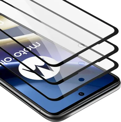Produktbild von Cadorabo 3x Vollbild Panzer Folie für Motorola MOTO G51 5G Schutzfolie in Schwarz Tempered Display-Schutzglas