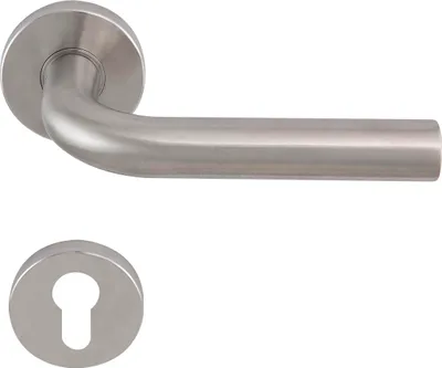 Produktbild von SOLIDO Drückergarnitur DUBLIN - auf Rosette PZ, 38 - 45, Edelstahl matt