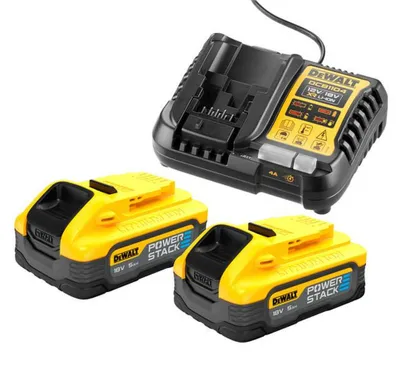 DEWALT Akku-Ladegerät mit Akkus DEWALT Akku-Ladegerät DCB1104 mit 2x 18V 5,0Ah POWERSTACK Akkus