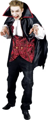 Produktbild von K31250682-46-48 schwarz-rot Herren Vampirkostüm Hexer Gr.46-48