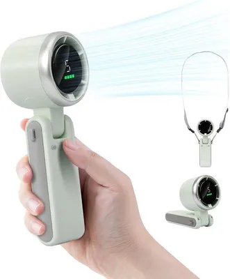 Immagine prodotto di Ventilatore portatile elettrico da 3600 mAh, con indicatore LED, orientabile a 180°, 5 velocità, alimentato a batteria