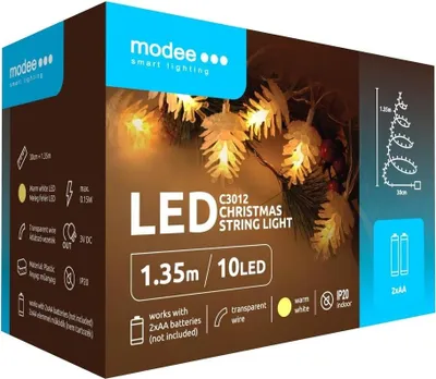 Obrázok produktu pre Modee Lighting LED dekorácia 10 LED 135 cm šiška 2xAA batérie