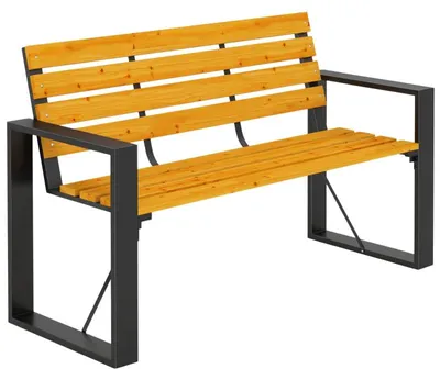 Image de Banc de jardin 2 places en bois et métal, design à lattes avec accoudoirs, charge maximale de 240 kg
