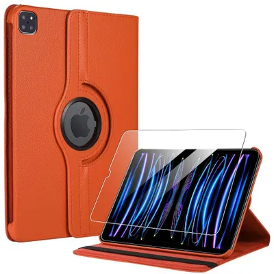 Image de Coque + Verre Trempé pour iPad Pro 11 Pouces (2018/2020/2021/2022) Protection Rotative 360° - Orange
