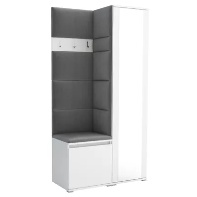 Produktbild von Garderobe LUTON 6 WHITE 33– Farbe: weiß, moderner Schrank 40x95x186 cm, funktionale Lösung für den Flur, Garderobeschrank, Flurmöbel