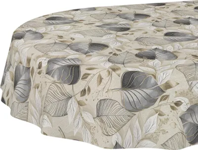 Produktbild von Tischdecke Vergangenheit Palladium Grau Oval 240x140cm Schnittkante Wasserabweisend abwaschbar