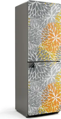 Obrázek produktu pro Geometrický vzor rostlin - Magnetický kryt lednice - Magnetická fólie do kuchyně - Magnetická dekorace na lednici - Samolepicí magnetická tabule - Magnetická fólie na dveře lednice - 60x190 cm