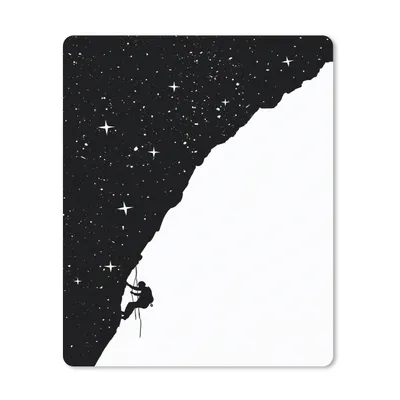 Produktbild von MuchoWow® Mauspad Mousepad Nacht - Klettern - Sterne - Schwarz - Weiß 30x40 cm - Mousepads - Maus Mat - Pad - Mausunterlage - Mausmatten