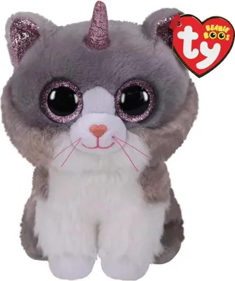 Zdjęcie produktu dla Ty Beanie Boos ASHER - Urokliwy kot z rogiem, idealny do przytulania dla maluchów
