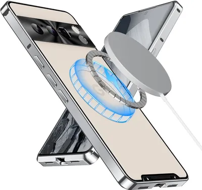 Produktbild von LaimTop Handyhülle für Google Pixel 8 Pro, Metall, Silber, Matt, durchscheinend, mit integriertem Magnet, Kameraschutz, Schiebekameraschutz, rutschfest