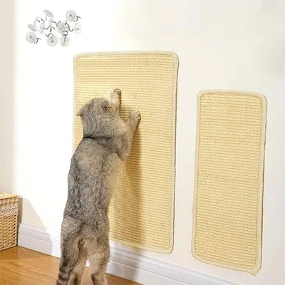 Produktbild von 2 Stück Kratmaten für Katzen, 60 x 40 cm und 50 x 25 cm, antislip, natürliche robuste Sisalmatten, schützen Teppiche und Sofas