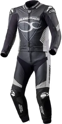 Image de Combinaison moto en cuir perforé 2 pièces MUGENRACER Impegnato, noir/blanc, 48