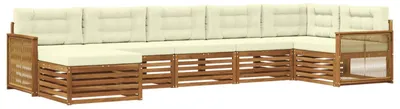 Produktbild von vidaXL Outdoor-Sofagarnitur mit Kissen 7 pcs Natur und Creme