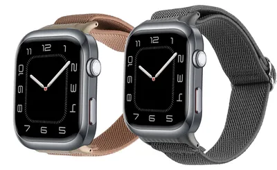 Produktbild von kwmobile 2x Uhrenarmband für Huawei Watch D2 Armband - Fitnesstracker Band Set aus Nylon - Ersatzarmband Smartwatch - Dunkelgrau Altrosa