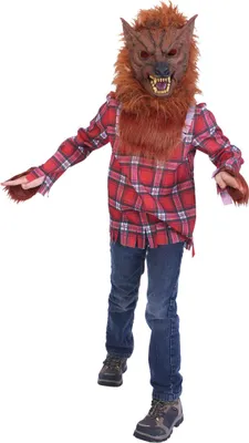 Produktbild von Tollwütiger Werwolf Kinderkostüm für Jungen Halloween braun-rot-weiss S 4-6 Jahre (110-120 cm)