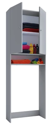 Produktbild von VCM Waschmaschinenschrank | Praktischer Überbauschrank mit viel Stauraum | Maße: B. 64 x H. 182 x T. 27 cm | Waschmaschinenregal für Bad und Waschküche | Waschmaschinenüberbauschrank - Lona