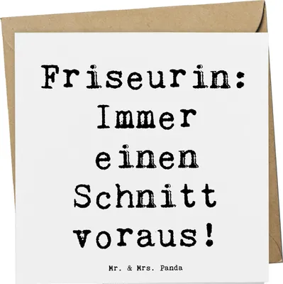 Produktbild von Mr. & Mrs. Panda Grußkarte Spruch Friseurin Kunst - Weiß - Geschenk, Berufsprodukte, Friseurberuf, Geschenkidee, Haarschnitt Zitat, faltkarte, Berufe, Klappkarte, Beruf