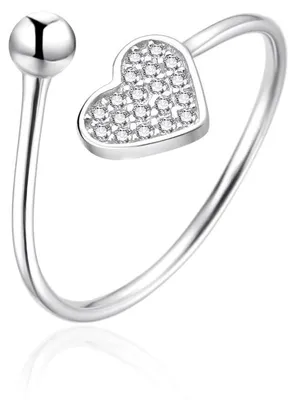 Obrázok produktu pre Otvorený strieborný prsteň so srdcom AGT-R36W - Obvod: 62 mm.