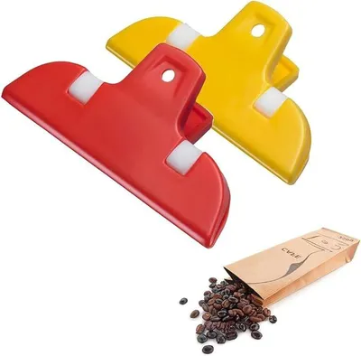 Produktbild von PolkaHome® Große Beutelclips / Verschlussclips, 2 Stück, Kunststoff, Maxi, gelb/rot