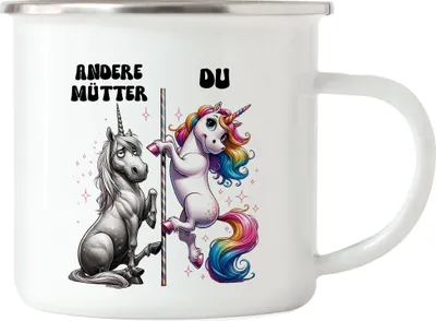 Produktbild von Andere Mütter Du Einhorn Emaille Tasse Lustige Mutter Geburtstag Geschenk