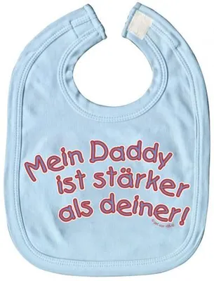 Produktbild von Baby-Lätzchen mit Druckmotiv - Mein Daddy ist stärker.. - 07048 - hellblau