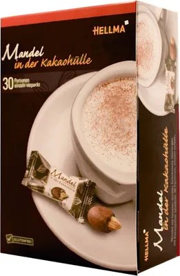 Produktbild von Hellma Mandel in der Kakaohülle, Kakao, Dunkle Schokolade, Einzeln verpackt, 30 Stück, 70101525