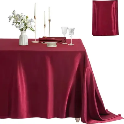 Productafbeelding van Satinede tafelkleed, rechthoekig, 152x260 cm, bordeauxrood, polyester