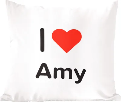 Produktbild von MuchoWow® Zierkissen Sofakissen Wohnzimmer Dekokissen 40x40 cm Ich liebe - Amy - Mädchen - Foto Kissen - Schlafzimmer Dekoration