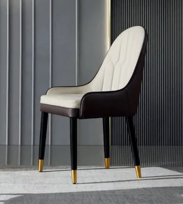 Productafbeelding van Zwart-witte eetkamerstoelen, design, stoelen van kunstleer, moderne houten stoelen
