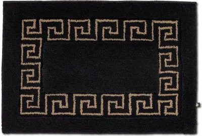 Produktbild von Rhomtuft Badteppich Mäander  rund   120 cm  Farbe  schwarz/kastanie