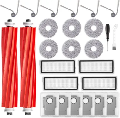 Produktbild von 26 Stück Zubehörset für Roborock QV 35A / QV 35S Saugroboter, Ersatzubehör 2 Hauptbürste 6 Wischpad 6 Staubbeutel 6 Seitenbürste 4 Filter 1 Reinigungsbürste 1 Schraubendreher