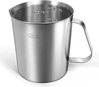 MODFU Messbecher Edelstahl, 1000 ML [3 Messskalen, einschließlich Cups, ML, OZ Skala] Milchkännchen mit Markierung mit Griff, Messkanne Milk Pitcher, Edelstahl Messbecher 1l