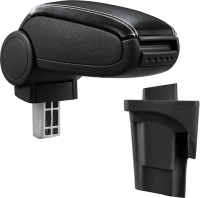 Produktbild von Armlehne Mittelarmlehne Leder Bezug Schwarz Weiß für Seat Leon II 1P 2005-2012